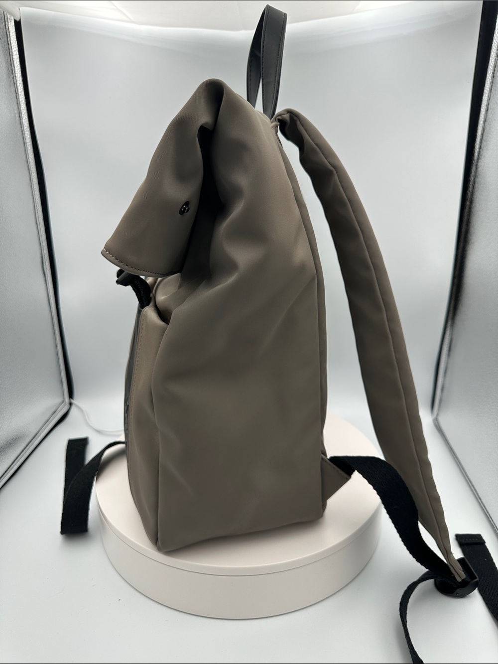 Roots Roll-Top Backpack in Taupe with Buckles - Picture 4 of 8